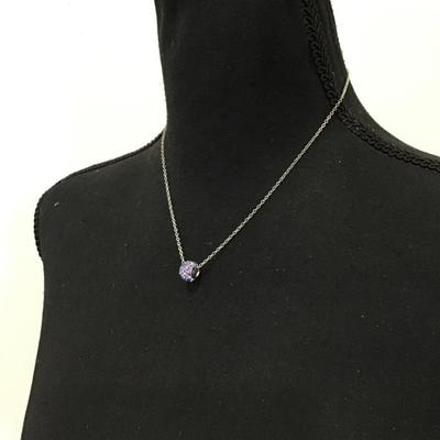 Very sparkly, violet, purple, rhinestone pendant chain necklace