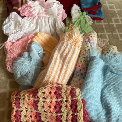 Vintage girls clothes and blankets