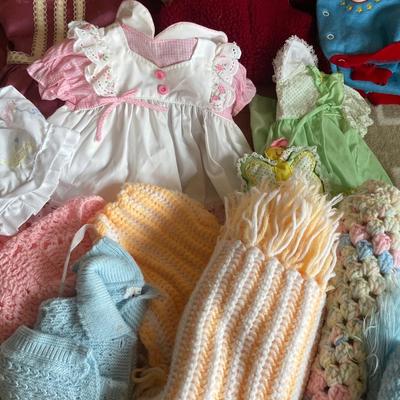 Vintage girls clothes and blankets