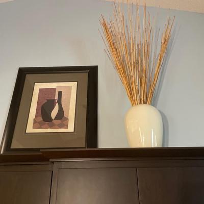 2 framed wall decor featuring pottery with white vase decor