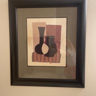 2 framed wall decor featuring pottery with white vase decor