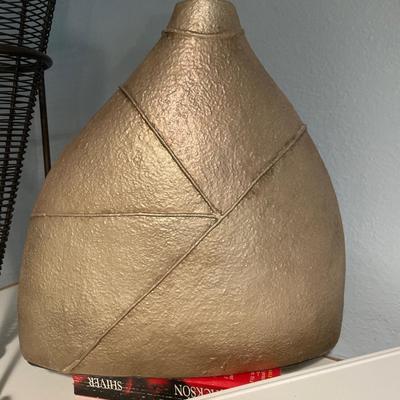 Gold vases with black wire decor