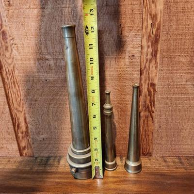 3 Vintage Brass Firefighter Fire Hose Nozzles United & Globe Rubber Trenton N.J.
