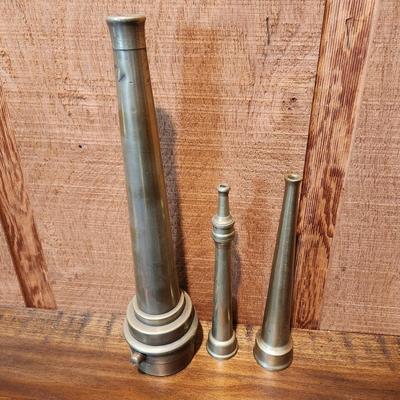 3 Vintage Brass Firefighter Fire Hose Nozzles United & Globe Rubber Trenton N.J.