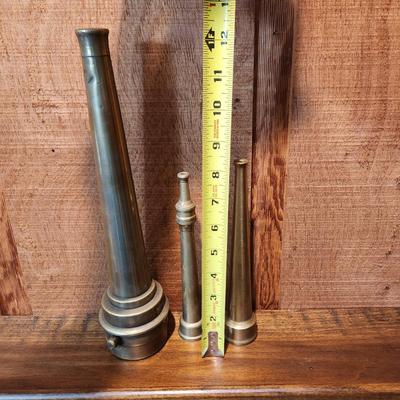 3 Vintage Brass Firefighter Fire Hose Nozzles United & Globe Rubber Trenton N.J.