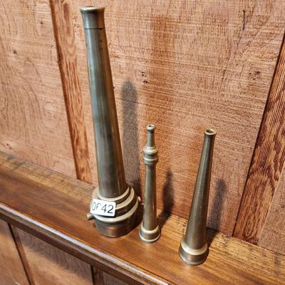 3 Vintage Brass Firefighter Fire Hose Nozzles United & Globe Rubber Trenton N.J.