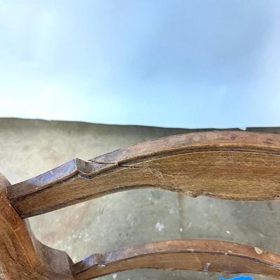 Sale Photo Thumbnail #797: One chair has loose piece on seat, same chair has crack on back, see pictures
Measurements:
39" in height, 19" in width, 19" in depth
Over all good condition