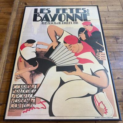 Sale Photo Thumbnail #392: Bold graphic design print from 1936 French festival, professionally framed.