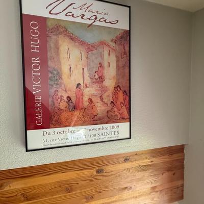 Sale Photo Thumbnail #406: allery exhibition poster from Saintes, France. Subtle watercolor imagery.