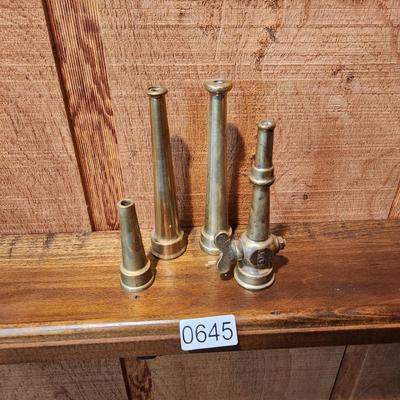 Lot of 4 Vintage Large Brass Fire Hose Nozzle