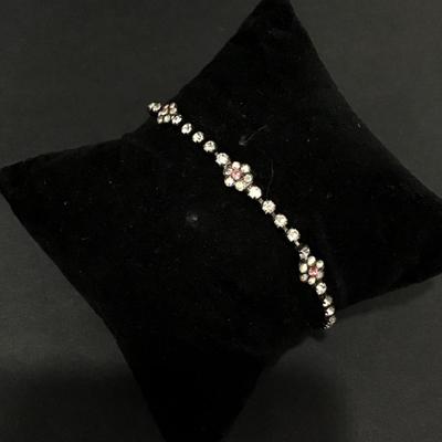 Pretty vintage, ding tea rhinestone flower, crystal bracelet