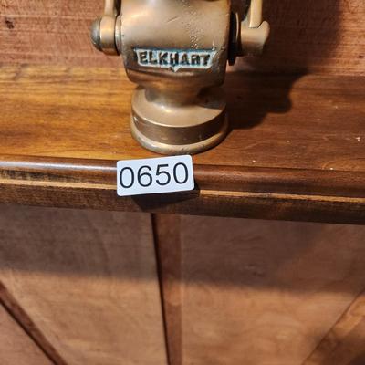 Vintage Brass Fire Hose Nozzle 8.5" Elkhart Cheif
