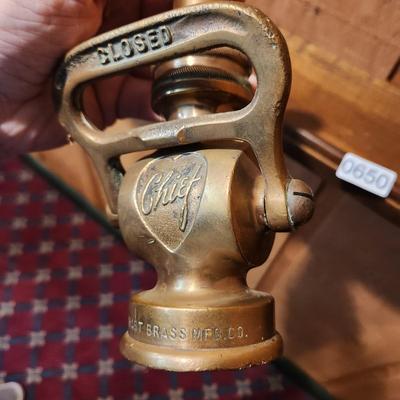 Vintage Brass Fire Hose Nozzle 8.5" Elkhart Cheif