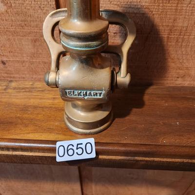 Vintage Brass Fire Hose Nozzle 8.5" Elkhart Cheif