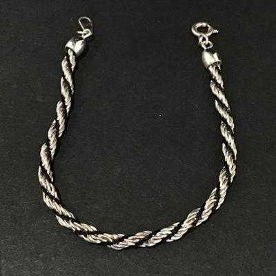 Vintage Silver-tone black chain spiral chain bracelet