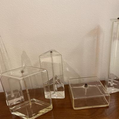 Triangle clear glass oil lamps and more