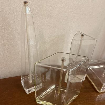 Triangle clear glass oil lamps and more