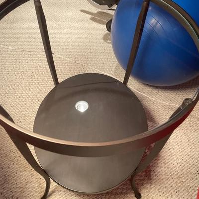 3 piece set of metal and glass top tables