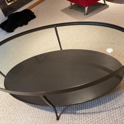 3 piece set of metal and glass top tables