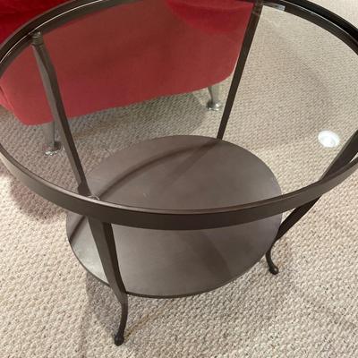 3 piece set of metal and glass top tables