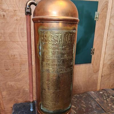 Vintage Essanay Soda & Acid Brass Copper Fire Einguisher