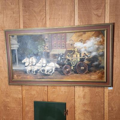 Horse Drawn Fire Dept Wagon Painting by Kris Smith