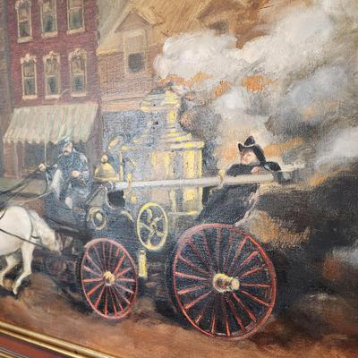 Horse Drawn Fire Dept Wagon Painting by Kris Smith