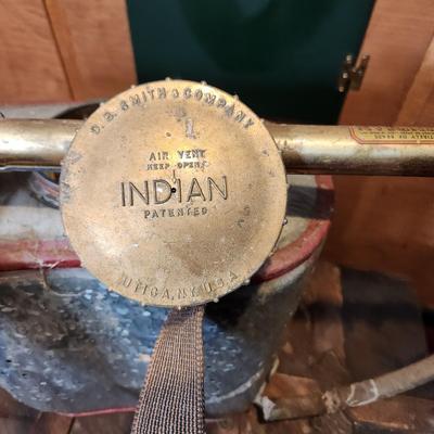 Vintage Indian Brand Fire Fighter Back Tank for Fighting Brush Forest Fire