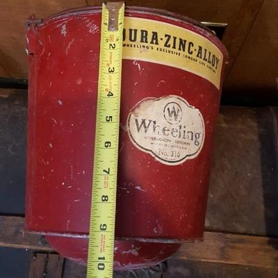 2 Red Wheeling Dura Zinc Alloy Fire Pail Buckets Round Bottoms 10"