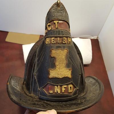 Vintage Leather Fireman Helmet w Eagle Cairnes & Bros New York LNFD