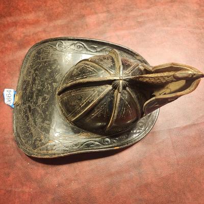Vintage Leather Fireman Helmet w Eagle Cairnes & Bros New York LNFD