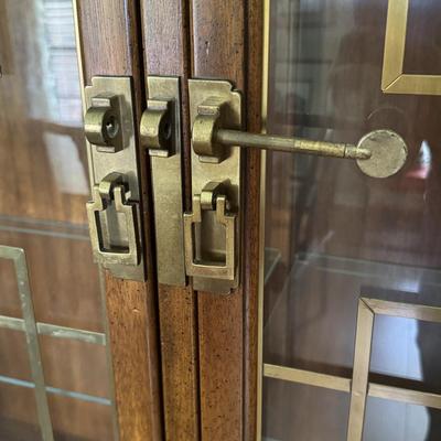 Sale Photo Thumbnail #3: Century furniture Raymond k Sabota China hutch/cabinet. Dimensions: 60”w x 16”d x 76.5”h. Inside the top part are two glass shelves. Piece does not come apart for transport and is very heavy. In very good/excellent condition with no known defects.