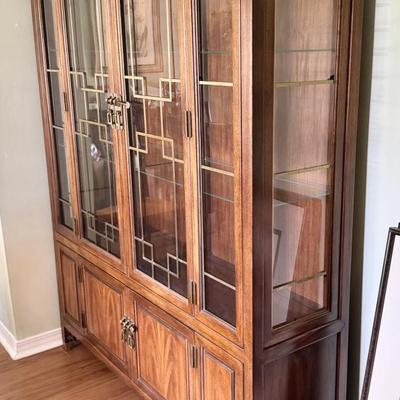 Sale Photo Thumbnail #6: Century furniture Raymond k Sabota China hutch/cabinet. Dimensions: 60”w x 16”d x 76.5”h. Inside the top part are two glass shelves. Piece does not come apart for transport and is very heavy. In very good/excellent condition with no known defects.