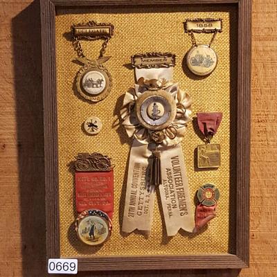 Collection of Antique Fire Dept. Medals Pins,