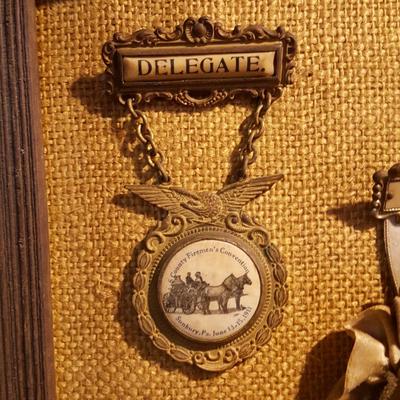 Collection of Antique Fire Dept. Medals Pins,