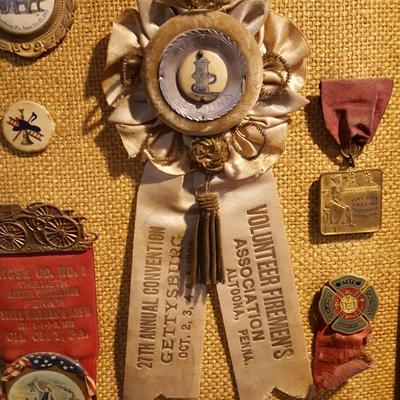 Collection of Antique Fire Dept. Medals Pins,