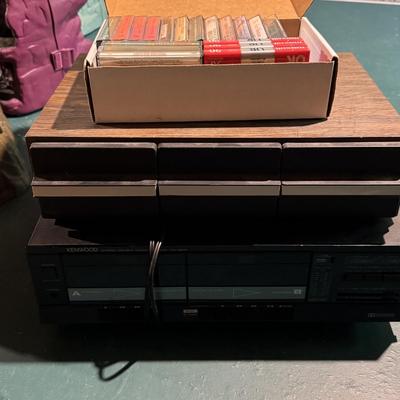 Lot 212B: Kenwood Stereo Cassette Deck KX-56W, Cassette Drawer & Collection of Cassette Tapes