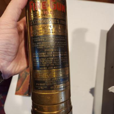 Lot of 3 Vintage Fire Extinguisher 1 with wooden box Presto Mini