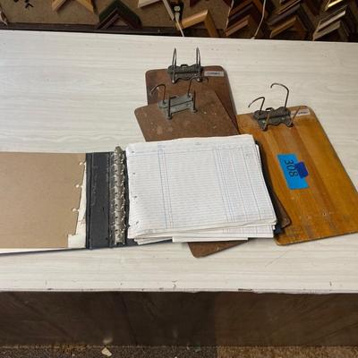 Lot 308. Vintage clip board’s & accounting book