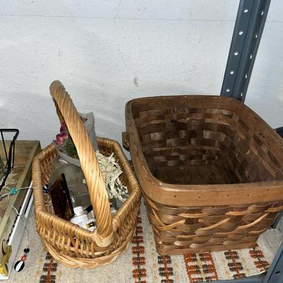 Sale Photo Thumbnail #30: Wicker baskets, glass jars, trays and other miscellaneous items