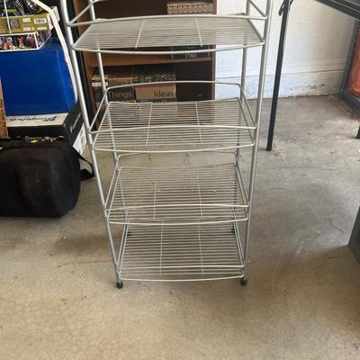 Sale Photo Thumbnail #39: 4 tier silver metal shelf