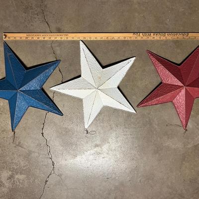 Sale Photo Thumbnail #74: Red, white and blue metal stars - see pics for measurements