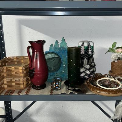 Sale Photo Thumbnail #89: OK wicker baskets, pitcher, candles, large and small dreamcatchers and other pottery