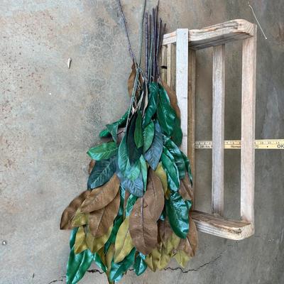 Sale Photo Thumbnail #131: Wooden basket with greenery - see pics for measurements