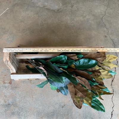 Sale Photo Thumbnail #130: Wooden basket with greenery - see pics for measurements