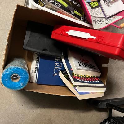Sale Photo Thumbnail #150: Vintage plastic carrying case, books and crafts, baskets and more