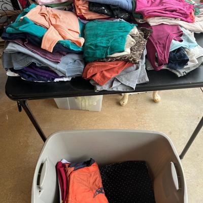 Sale Photo Thumbnail #219: Tote full of women's clothing, mostly short-sleeved tops sizes medium-XL