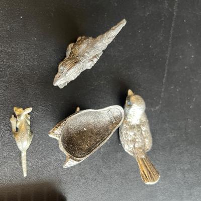 Sale Photo Thumbnail #273: 2 small pewter bird figurines, one opens with a lid, very small kangaroo