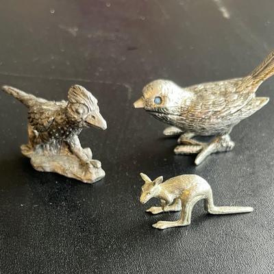 Sale Photo Thumbnail #271: 2 small pewter bird figurines, one opens with a lid, very small kangaroo