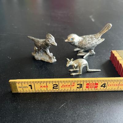 Sale Photo Thumbnail #272: 2 small pewter bird figurines, one opens with a lid, very small kangaroo